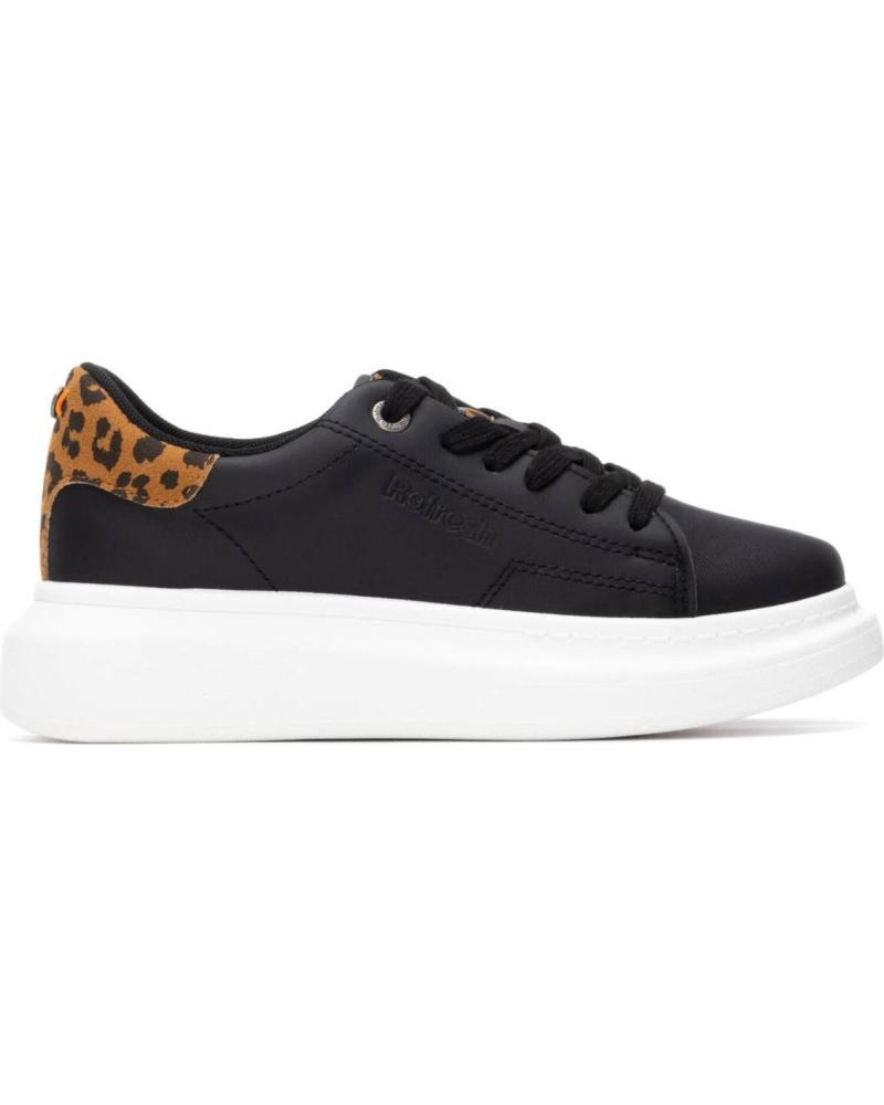 ZAPATILLAS REFRESH 173219 NEGRAS CON PLATAFORMA Y DETALLE ANIMAL PRINT NEGRO
