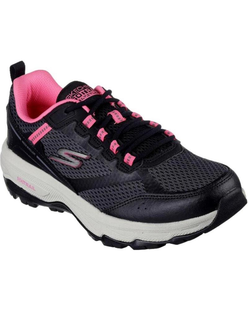 SKECHERS GO RUN TRAIL 128200 ZAPATILLAS TRAIL RUNNING NEGRO CON DETALLES ROSAS NEGRO