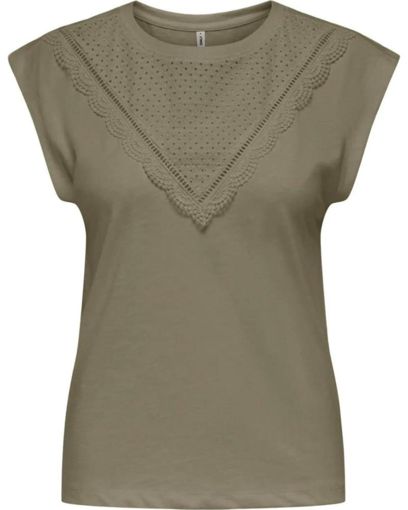 CAMISETA ONLY DE MANGA CORTA VERDE MILITAR MODELO 15350098 VERDE