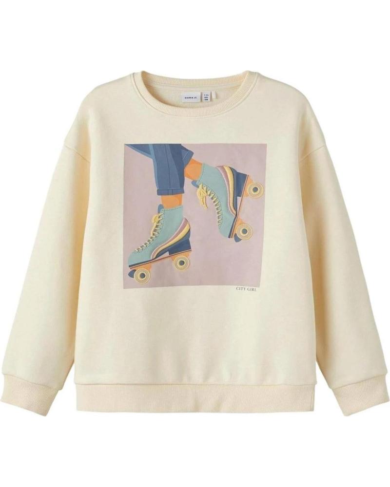 NAME IT SUDADERA NAME IT PARA NIÑA CON ESTAMPADO DE PATINES BEIGE
