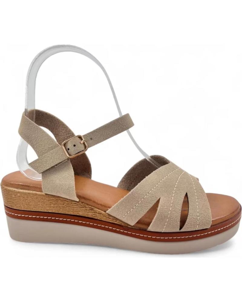 TIMBOS SANDALIA DE CUÑA CÓMODA KAKI 131402 MARRóN