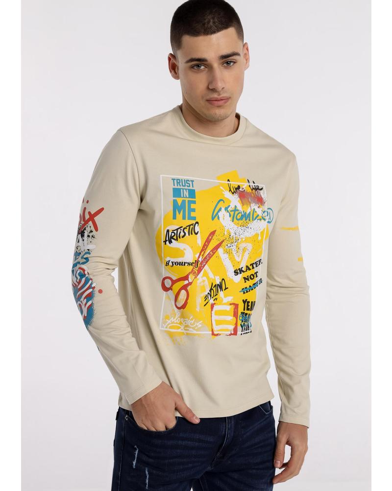 SIX VALVES CAMISETA MANGA LARGA BEIGE CON ESTAMPADO GRÁFICO BEIGE
