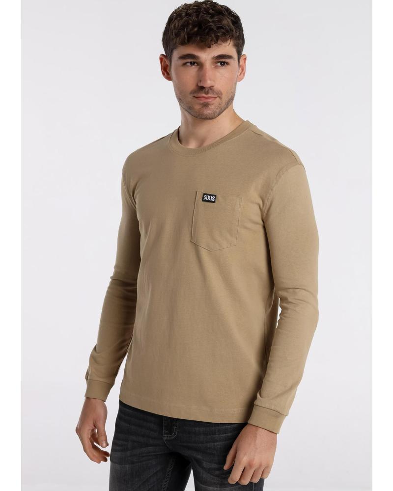 SIX VALVES CAMISETA MANGA LARGA CON LOGO EN PECHO TOSTADO BLANCO