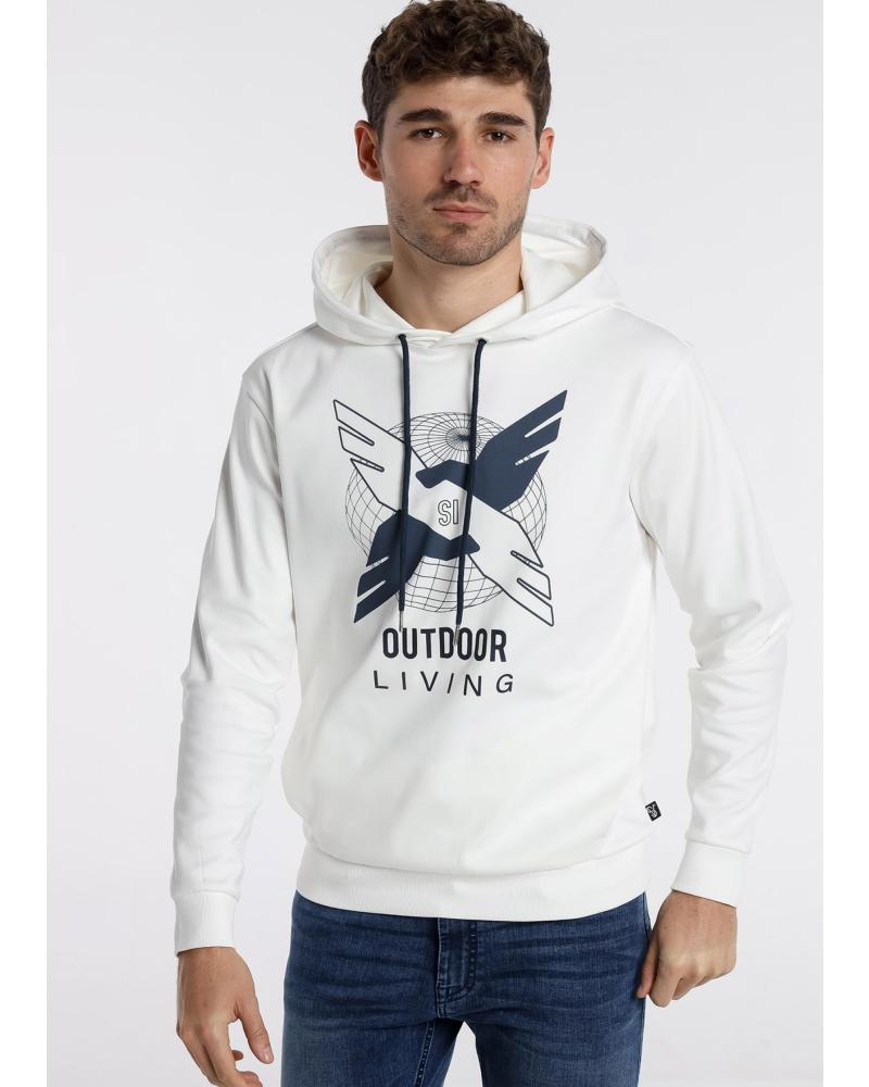 SUDADERA CON CAPUCHA BLANCA SIX VALVES CON ESTAMPADO GRÁFICO BLANCO