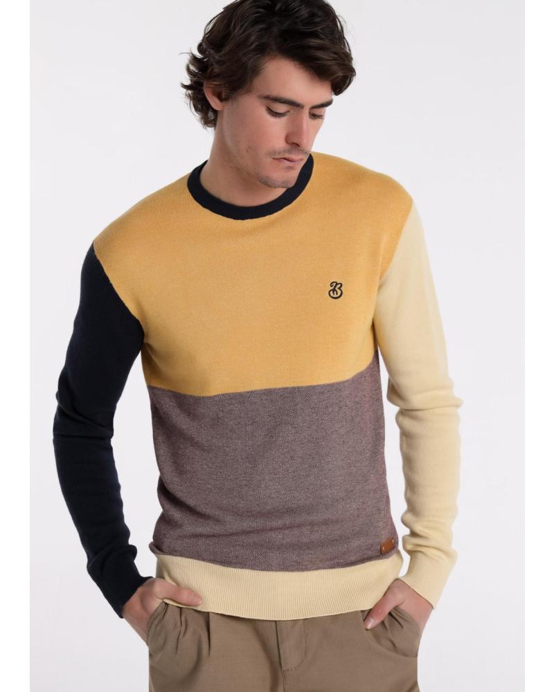 JERSEY BENDORFF MULTICOLOR DE PUNTO CON CUELLO CAJA Y BLOQUES DE COLOR GRANATE