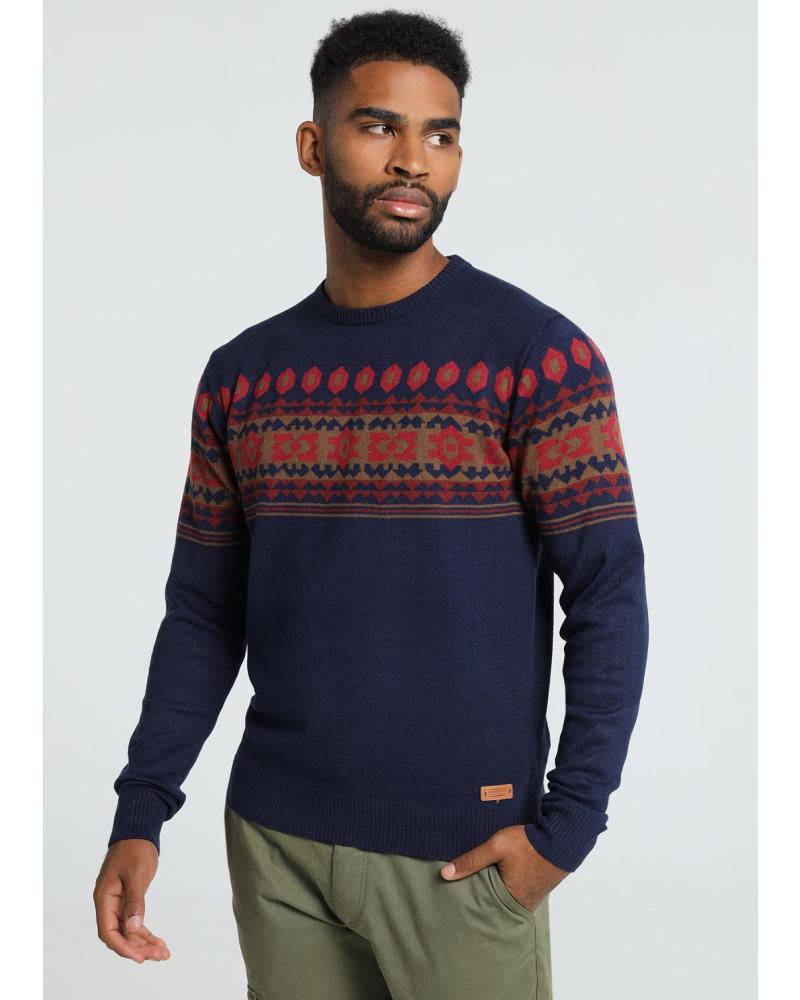 BENDORFF JERSEY DE CUELLO CAJA AZUL CON CENEFA ÉTNICA AZUL