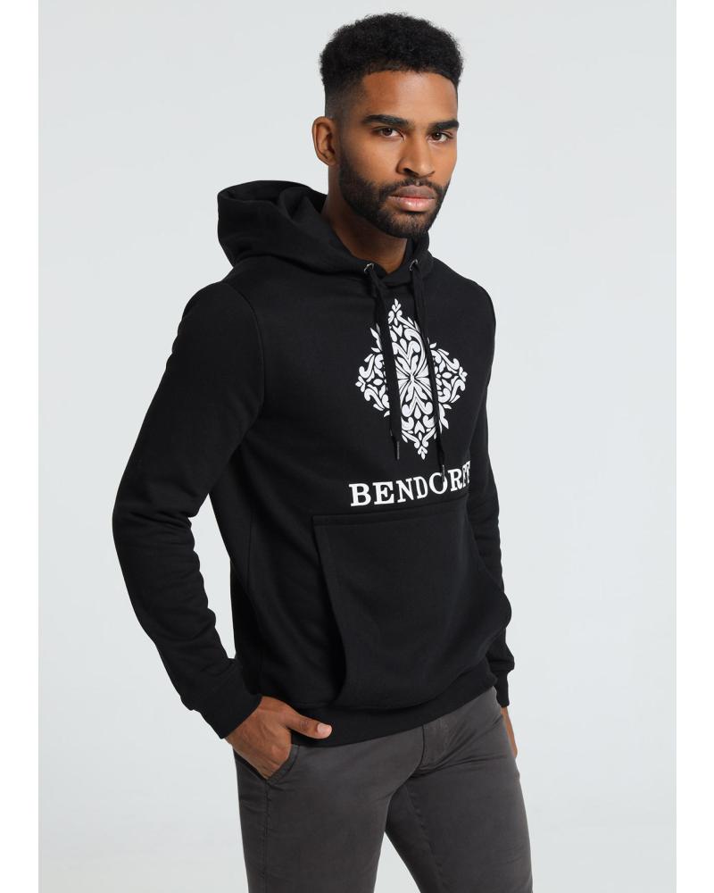 SUDADERA BENDORFF CON CAPUCHA NEGRA Y LOGO ESTAMPADO NEGRO