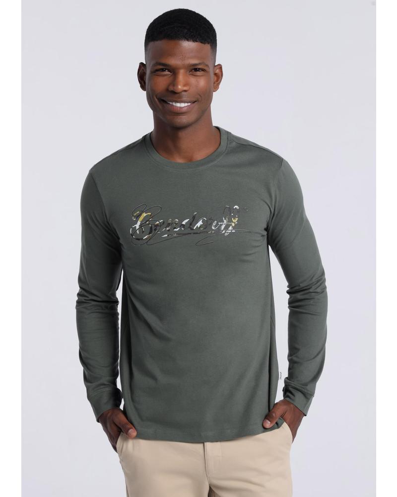 CAMISETA DE MANGA LARGA BENDORFF VERDE MILITAR CON LOGO VERDE