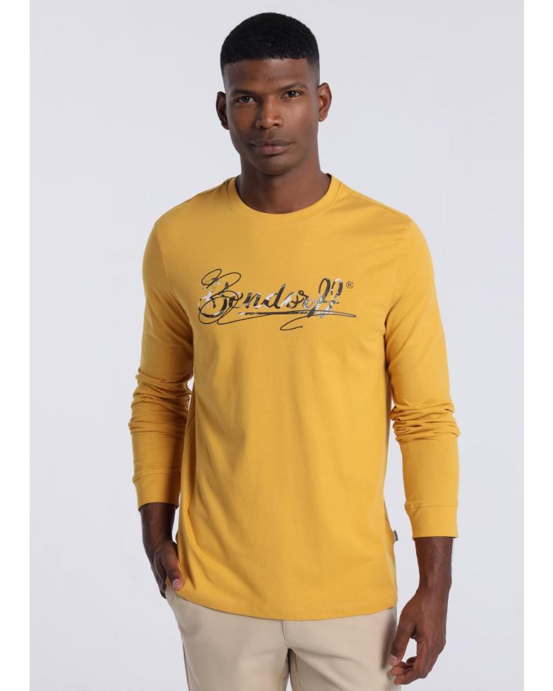 CAMISETA DE MANGA LARGA BENDORFF MOSTAZA CON LOGO NARANJA