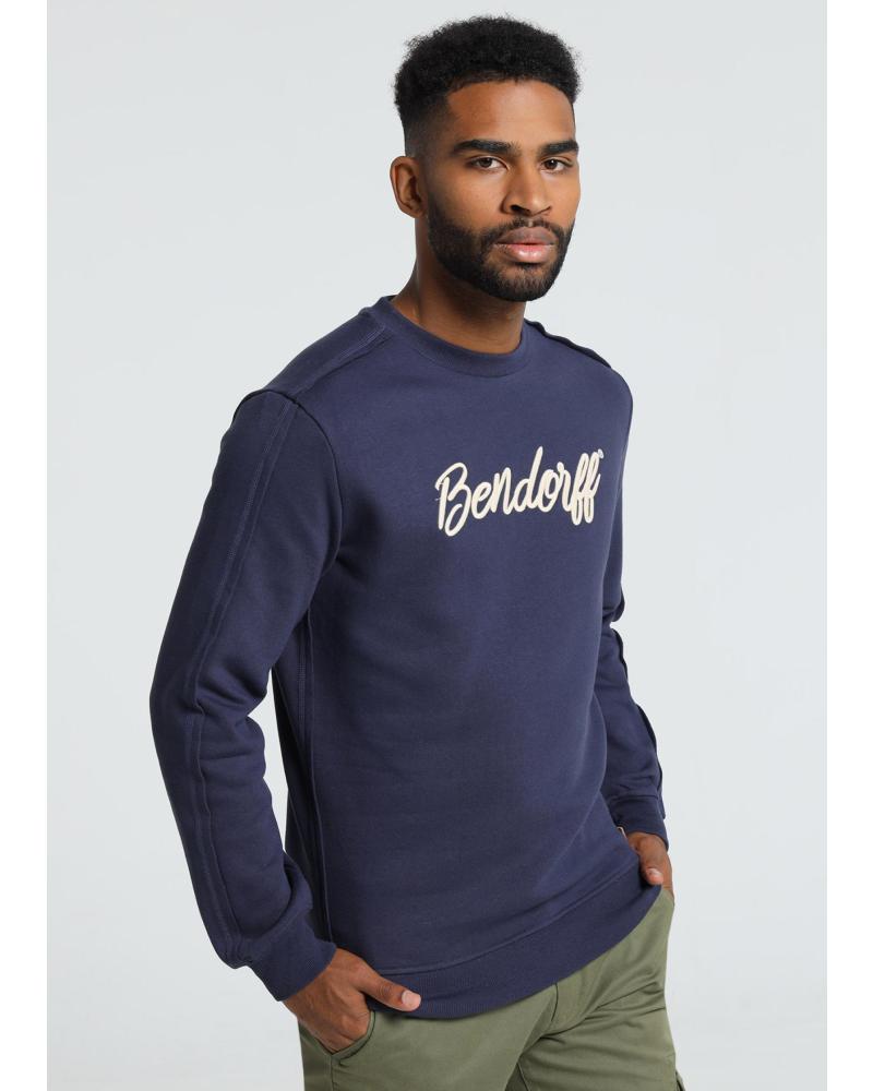 BENDORFF SUDADERA AZUL CON CUELLO CAJA Y LOGO BORDADO AZUL
