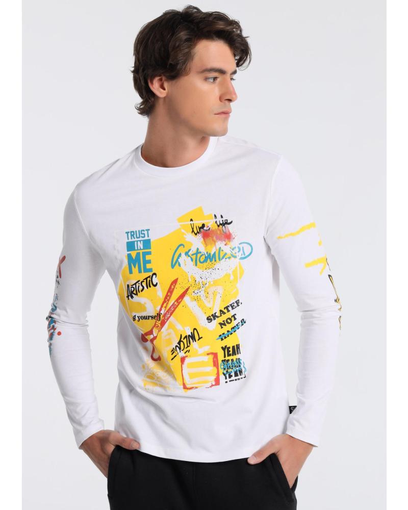 SIX VALVES CAMISETA BLANCA DE MANGA LARGA CON ESTAMPADO GRÁFICO BLANCO