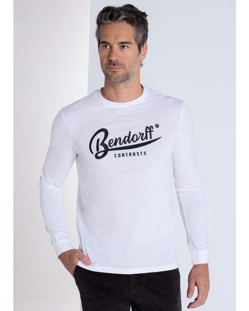CAMISETA BENDORFF MANGA LARGA BORDADA EN RELIEVE BLANCA BLANCO