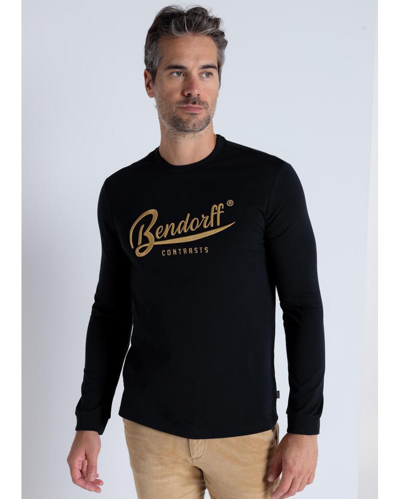 BENDORFF CAMISETA MANGA LARGA BORDADA EN RELIEVE NEGRO NEGRO