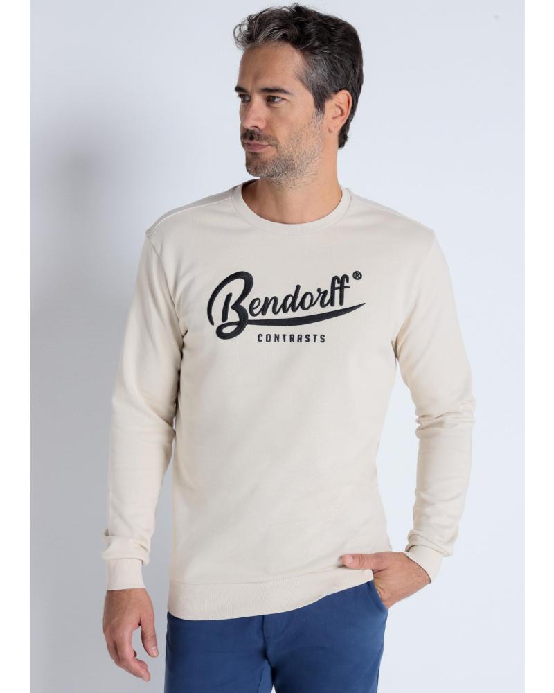 SUDADERA BENDORFF BÁSICA CUELLO REDONDO CON LOGO NEGRO OFF-WHITE BLANCO