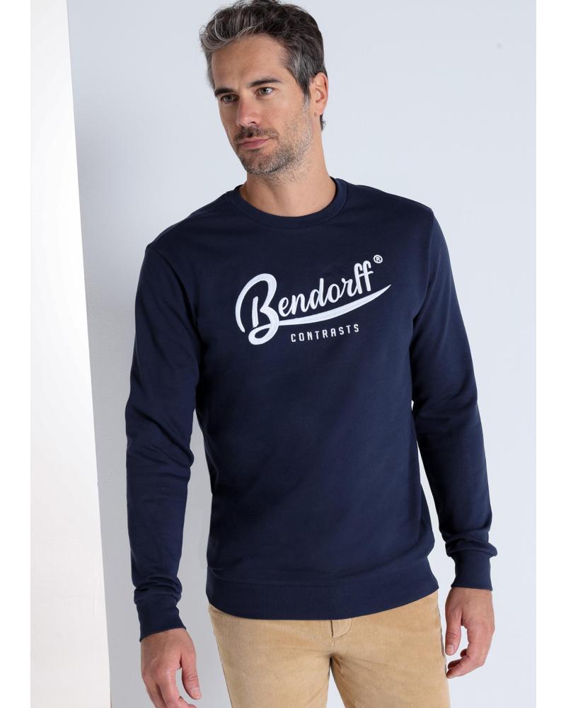 SUDADERA BENDORFF BÁSICA CUELLO REDONDO CON LOGO BLANCO AZUL MARINO AZUL