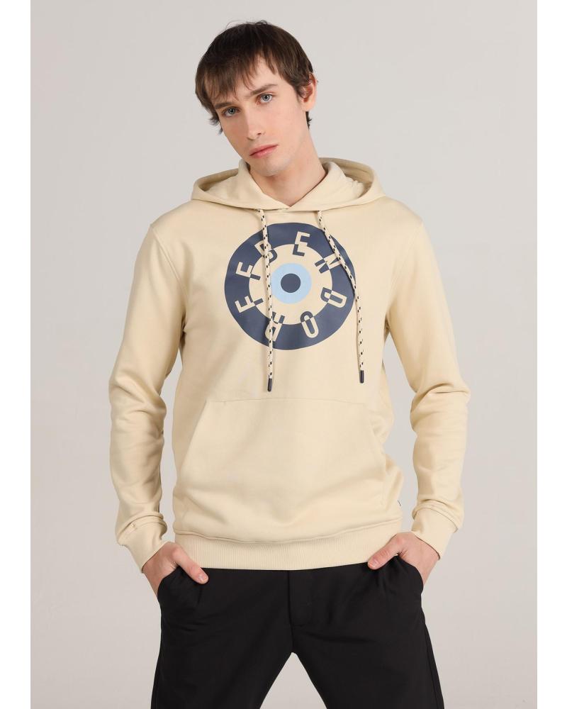SUDADERA BENDORFF CON CAPUCHA Y ESTAMPADO GRÁFICO - CREMA BEIGE BEIGE