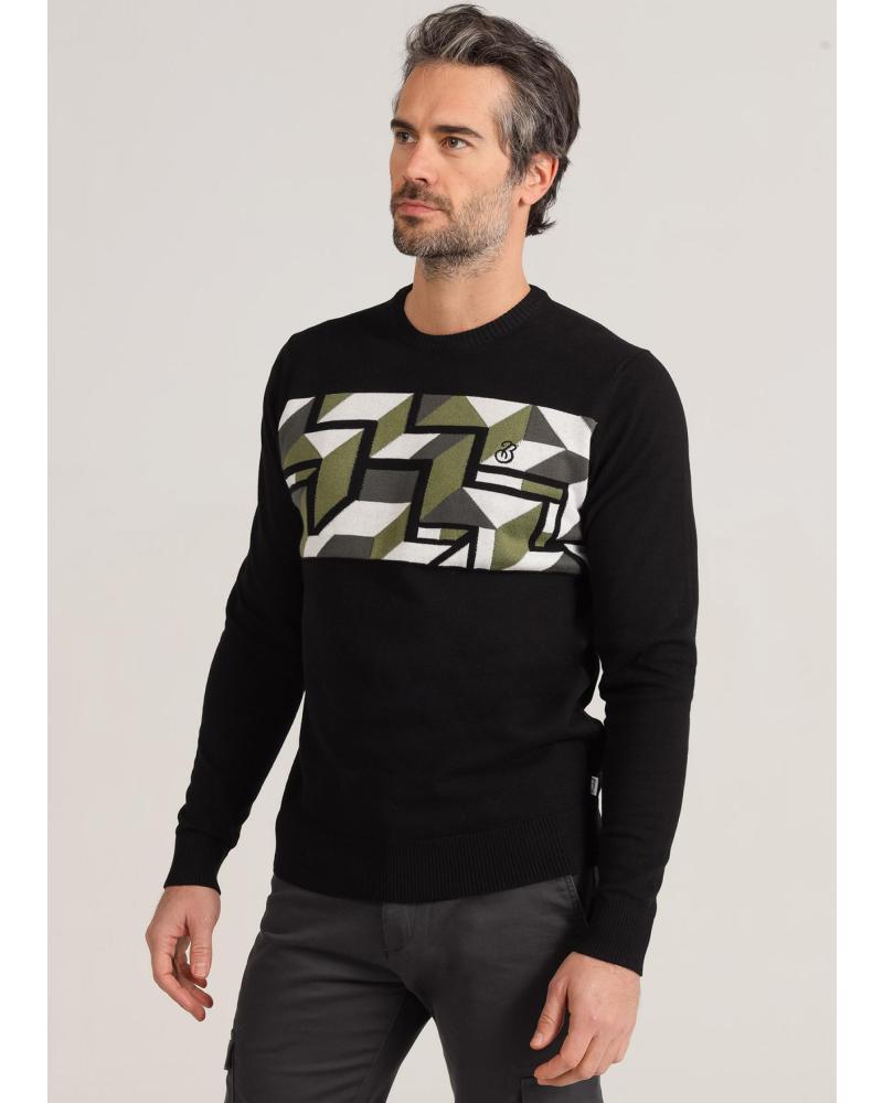 BENDORFF JERSEY NEGRO CON DETALLE GEOMÉTRICO NEGRO
