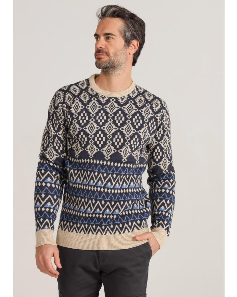 BENDORFF JERSEY DE CUELLO REDONDO CON MOTIVOS JACQUARD AZUL AZUL