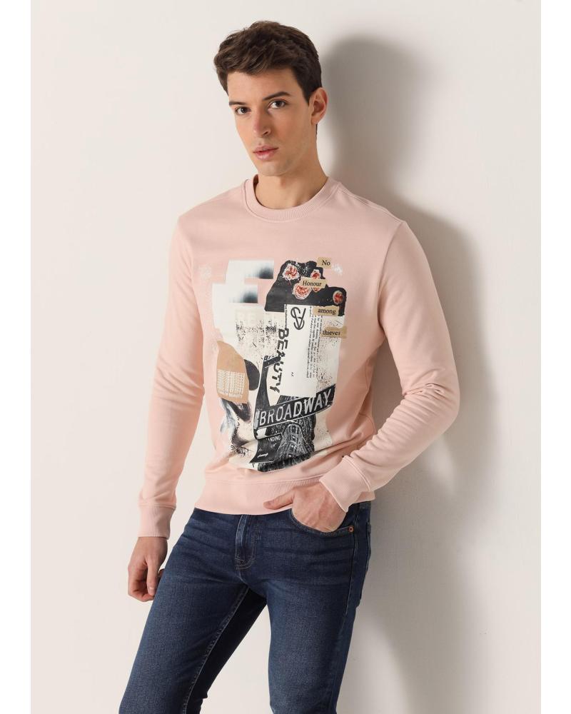 SIX VALVES SUDADERA ESTAMPADA STREET ART CUELLO CAJA ROSA ROSA