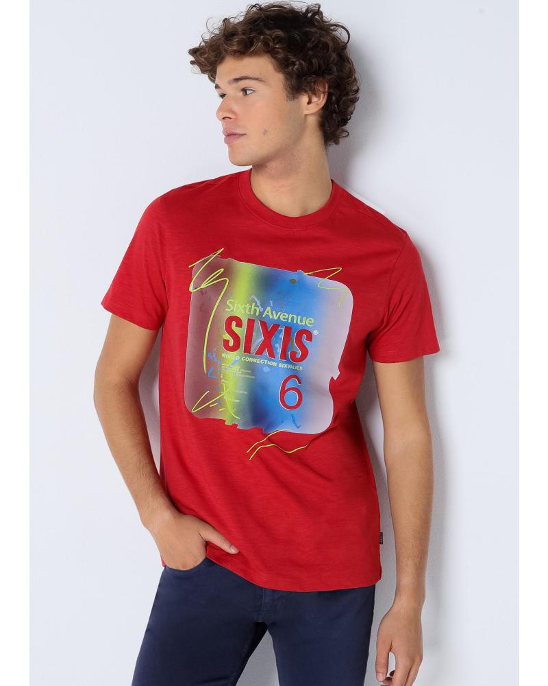 SIX VALVES CAMISETA ROJA MANGA CORTA ESTAMPADO DEGRADADO ROJO