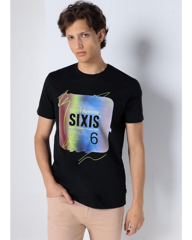 SIX VALVES CAMISETA MANGA CORTA ESTAMPADO DEGRADADO NEGRO NEGRO