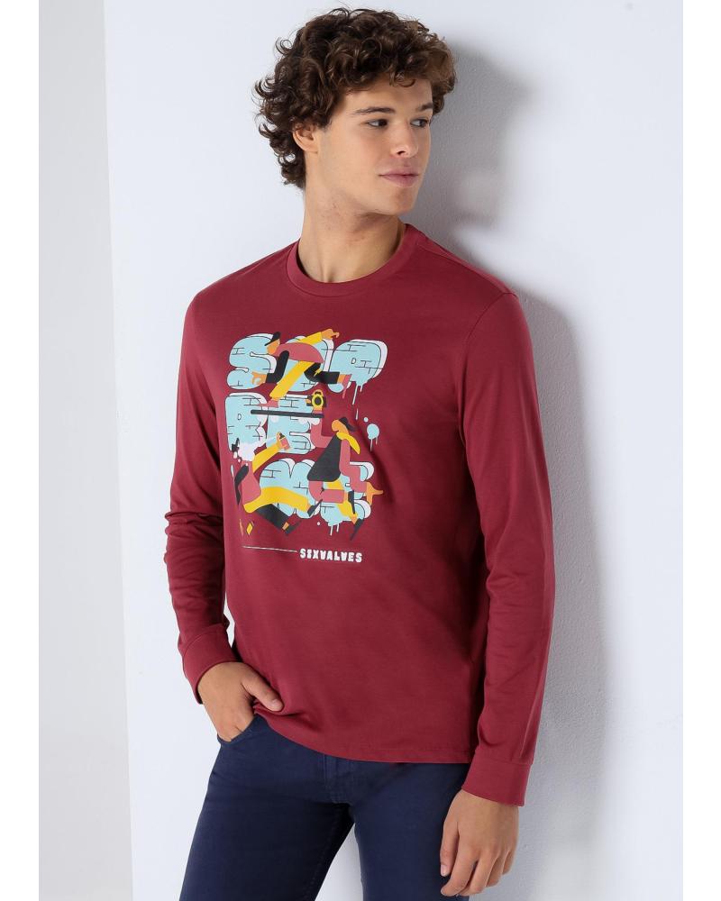 CAMISETA DE MANGA LARGA GRÁFICA SIX VALVES GRANATE GRANATE