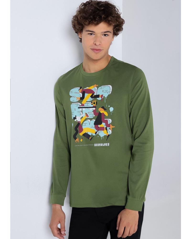 CAMISETA DE MANGA LARGA GRÁFICA SIX VALVES VERDE VERDE