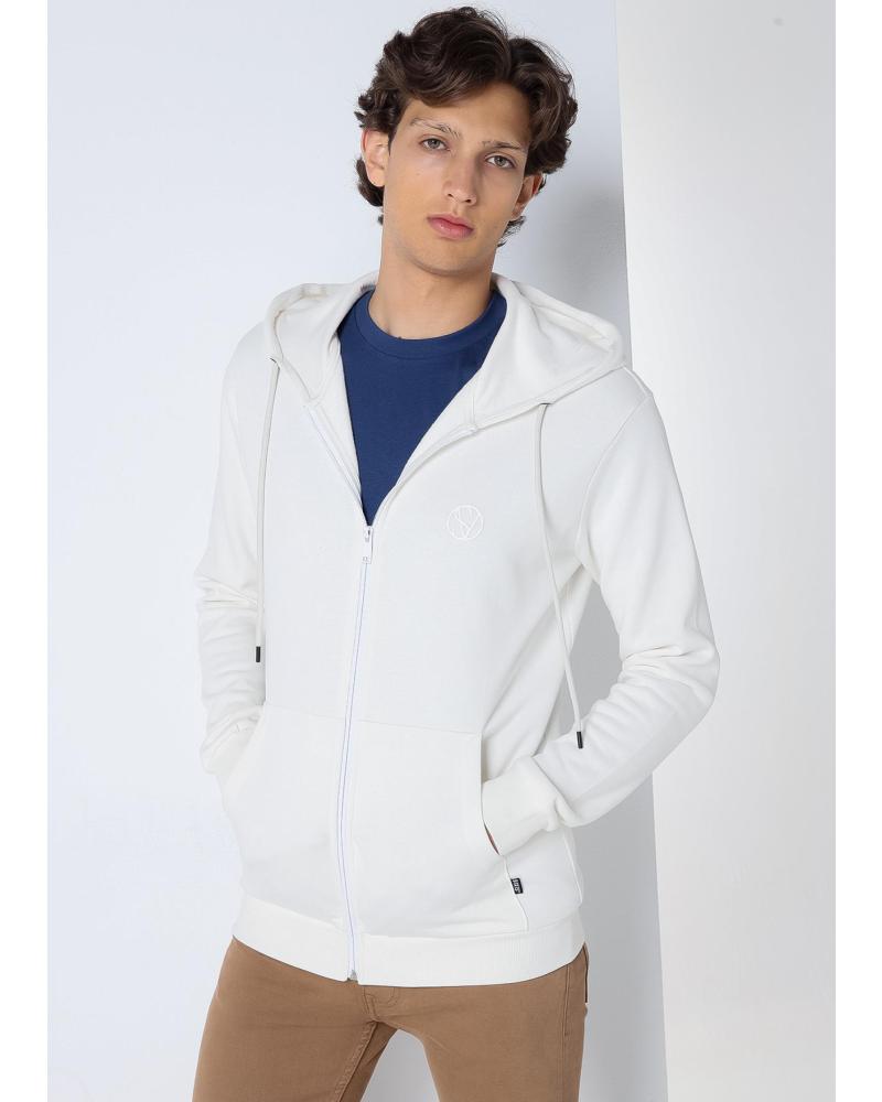 SIX VALVES SUDADERA BÁSICA CAPUCHA CREMALLERA BLANCA BLANCO