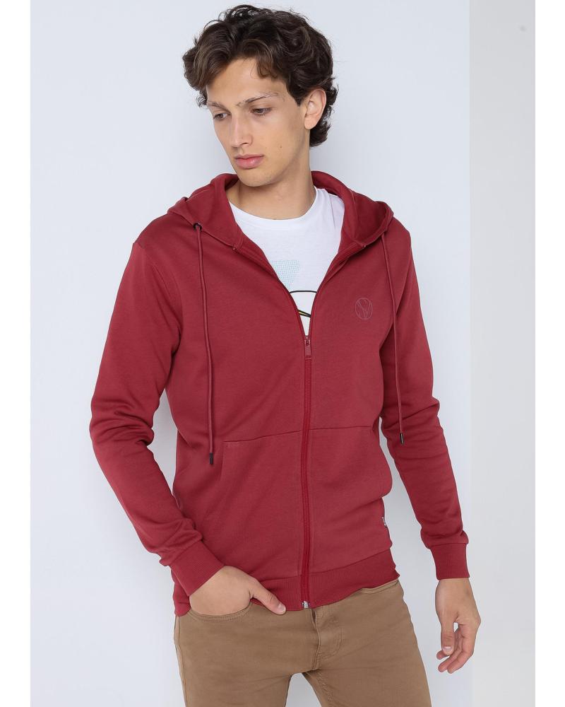 SIX VALVES SUDADERA BÁSICA CAPUCHA CREMALLERA GRANATE GRANATE