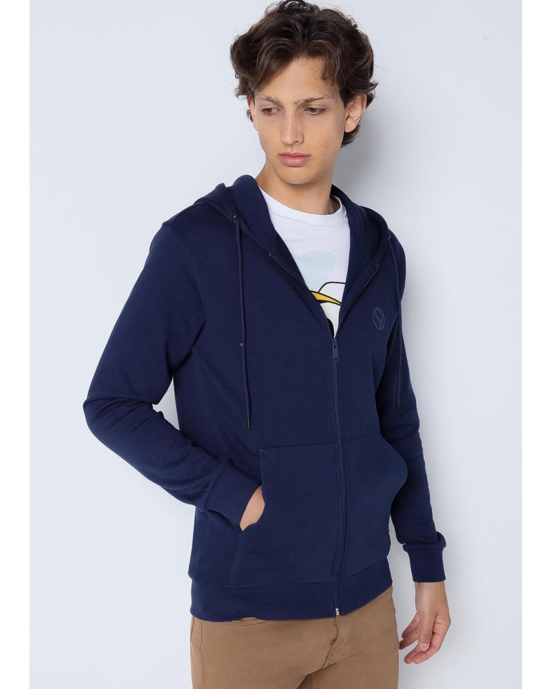 SIX VALVES SUDADERA BÁSICA CON CAPUCHA Y CREMALLERA AZUL AZUL