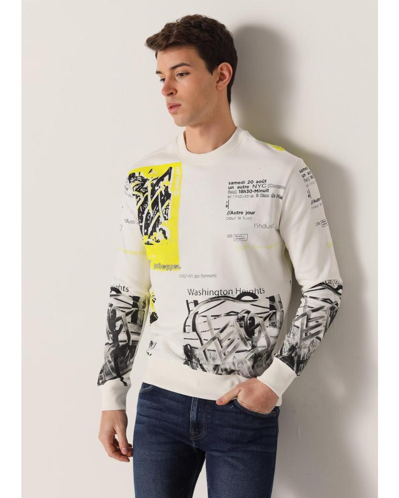 SIX VALVES SUDADERA ESTAMPADA CON CUELLO CAJA BLANCA BLANCO