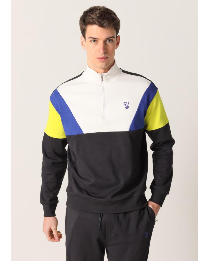 SUDADERA SIX VALVES PERKINS CON CUELLO CAJA Y CREMALLERA NEGRO NEGRO