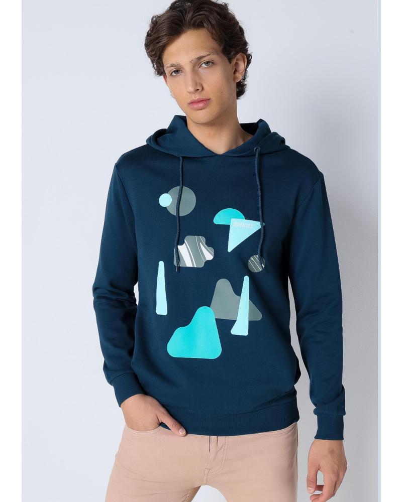 SUDADERA CON CAPUCHA CANGURO SIX VALVES ESTAMPADO ABSTRACTO AZUL AZUL