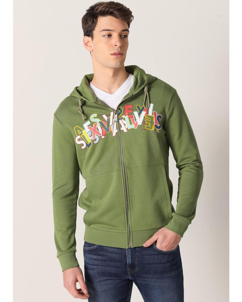 SUDADERA CON CAPUCHA CREMALLERA SIX VALVES VERDE VERDE