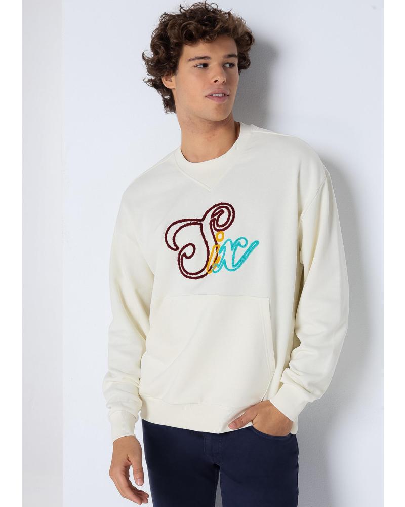 SUDADERA SIX VALVES CHENILLA CON CUELLO CAJA BLANCA BLANCO
