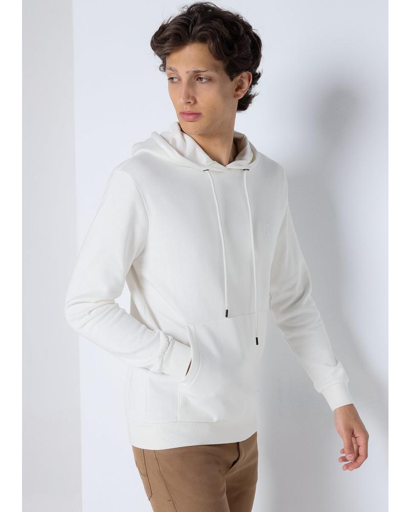 SUDADERA CANGURO CON CAPUCHA GRÁFICA STREET ART BLANCA SIX VALVES BLANCO