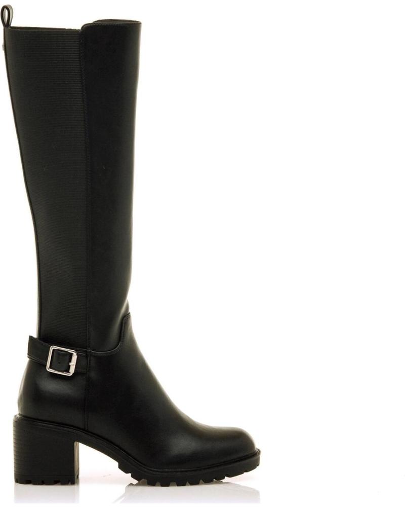 BOTAS ALTAS DE TACÓN MTNG CON HEBILLA - NEGRO NEGRO