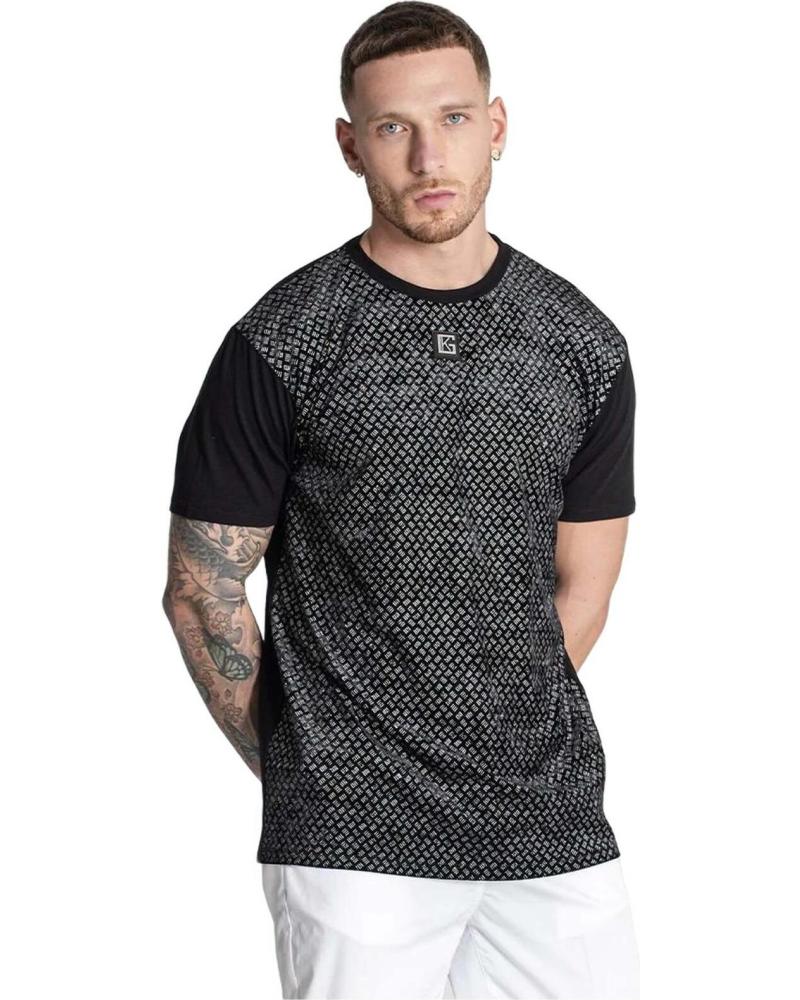 CAMISETA GIANNI KAVANAGH VIP NEGRA CON ESTAMPADO PLATEADO DE MANGA CORTA PLATEADO
