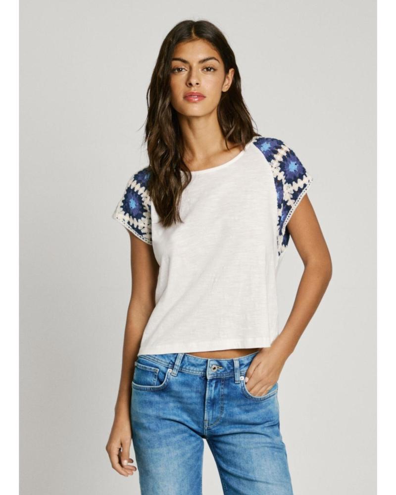 CAMISETA PEPE JEANS PL506044 BLANCA CON MANGAS CORTAS ESTAMPADAS BLANCO