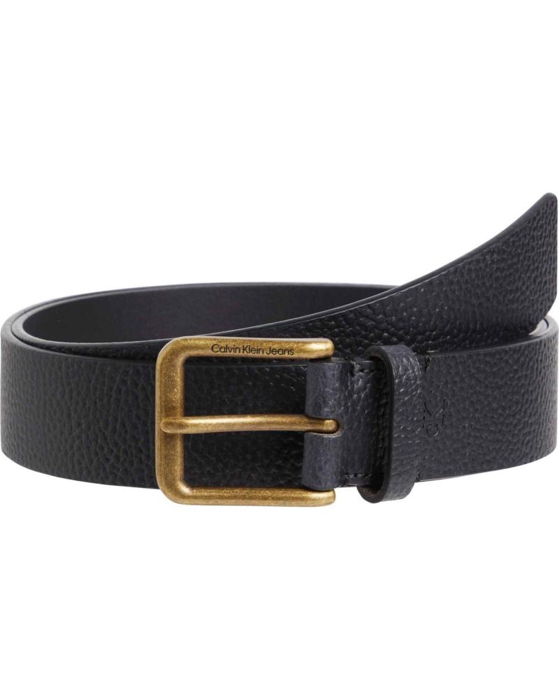 CINTURÓN CALVIN KLEIN K50K512085 NEGRO CON HEBILLA DORADA CLÁSICA NEGRO