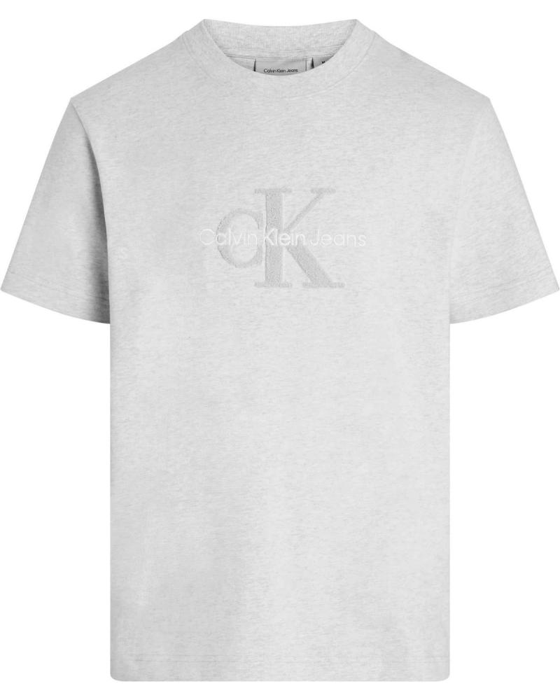 CALVIN KLEIN CAMISETA CHENILLE GRIS CLARO LOGO RELIEVE J30J326158 GRIS