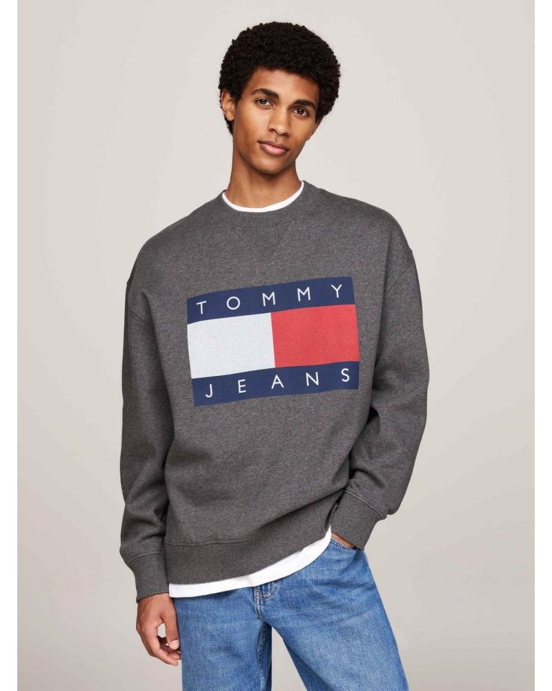 SUDADERA TOMMY HILFIGER DM0DM19756 GRIS CON LOGO BANDERA GRIS