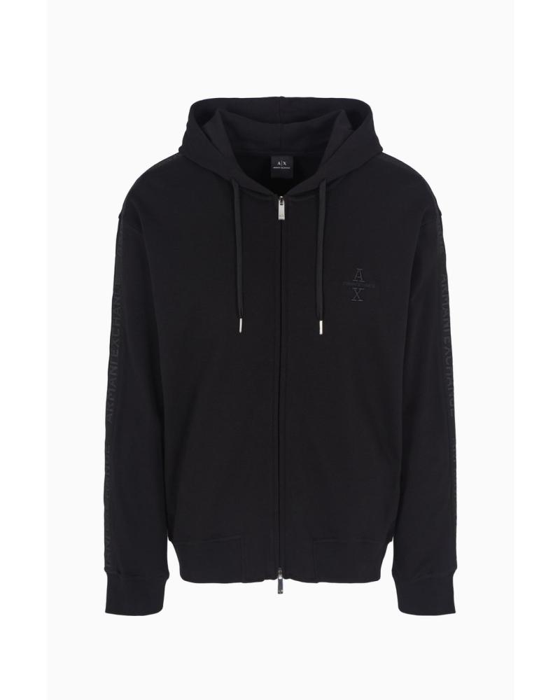 SUDADERA CON CREMALLERA Y CAPUCHA NEGRA ARMANI EXCHANGE AX 6DZMLCZJNNZ NEGRO