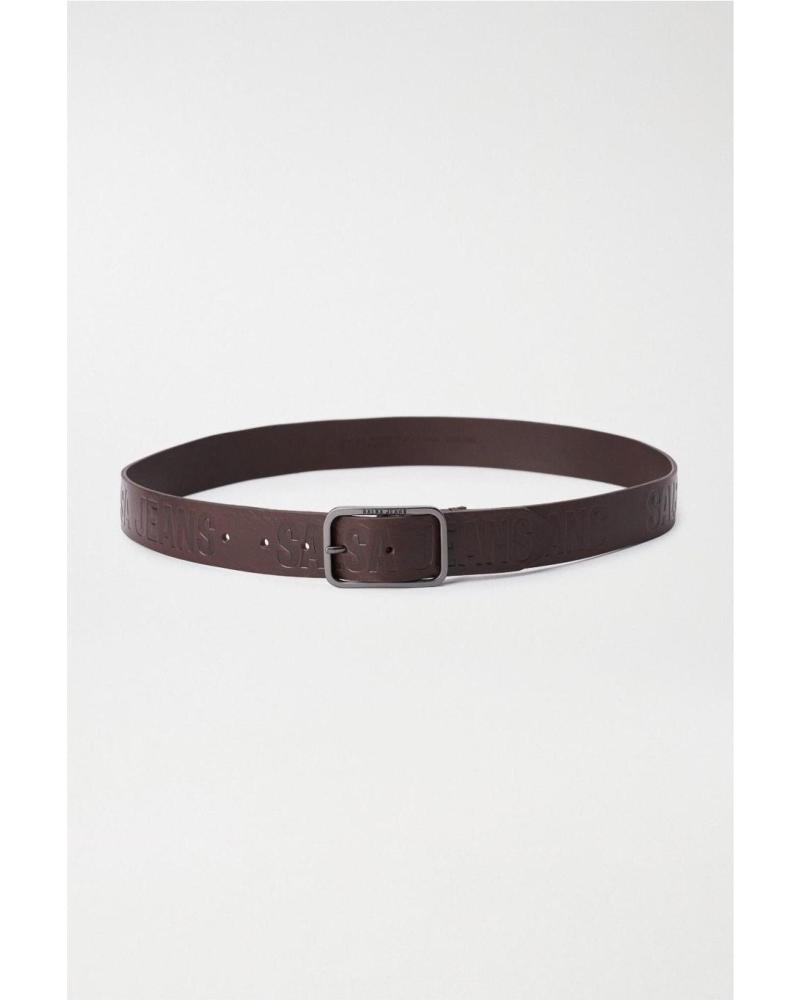 CINTURÓN SALSA DE PIEL MARRÓN CON HEBILLA GRABADA 21007653 MARRóN