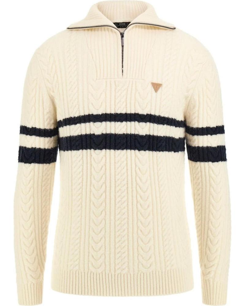 GUESS JEANS JERSEY GUESS M4BR12Z3HA2 CON CREMALLERA Y RAYAS BLANCO