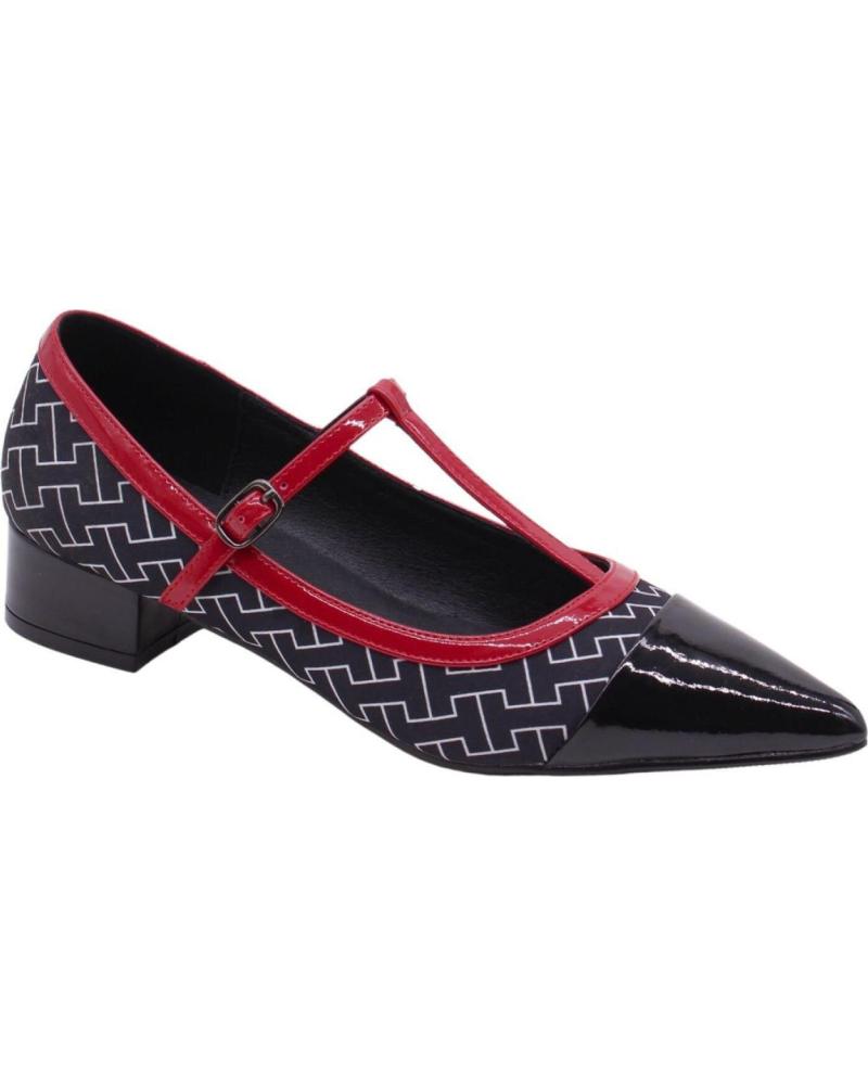 AZAREY MERCEDITAS 597K042 NEGRAS CON DISEÑO GEOMÉTRICO Y RIBETE ROJO NEGRO