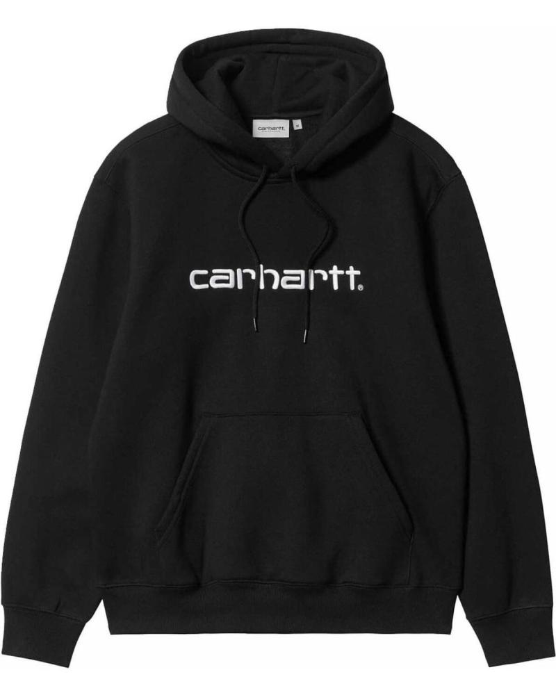 SUDADERA CARHARTT WIP HOODED SWEAT NEGRA CON LOGO BLANCO NEGRO