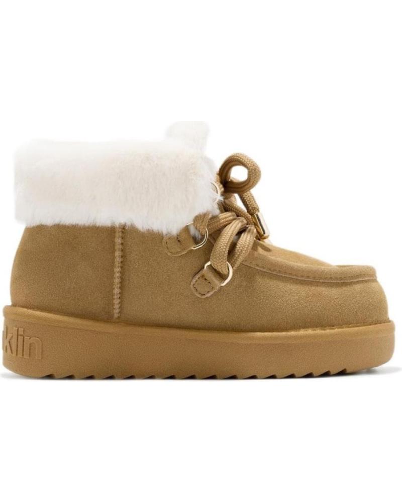 BOTINES PLANOS D. FRANKLIN DFSH375006 DE CUERO MARRÓN CON BORREGUITO INTERIOR MARRóN