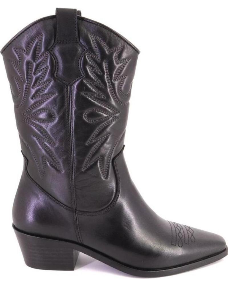 LOL SHOES HAYDE BOTAS COWBOY DE PIEL NEGRAS NEGRO