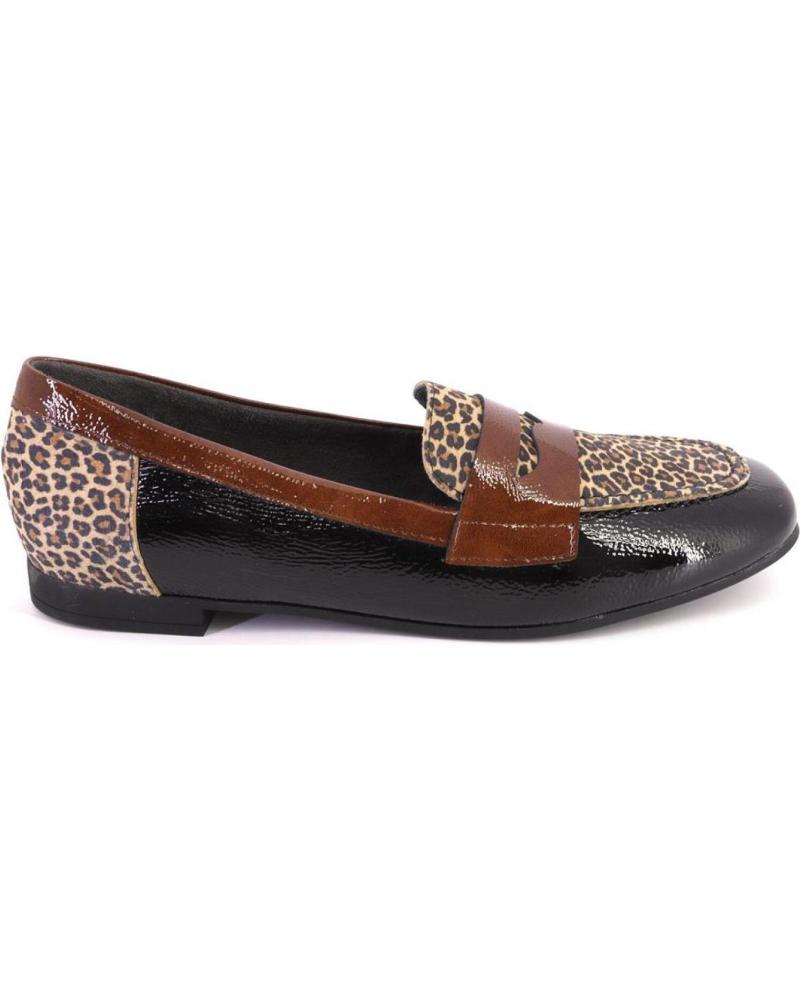 PITILLOS 10870 MOCASINES ANIMAL PRINT Y CHAROL NEGRO NEGRO